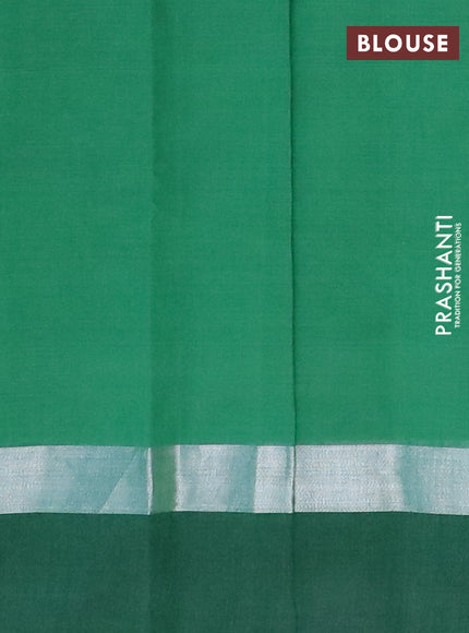 Chirala cotton saree green and black with butta prints and silver zari woven printed border