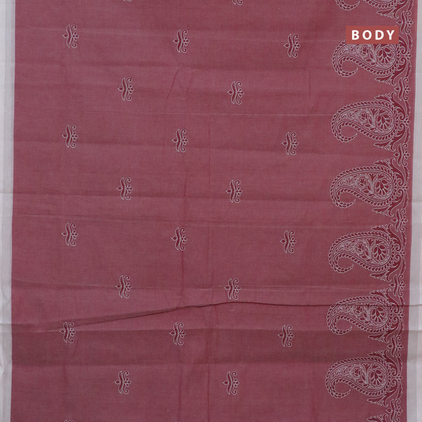 Chirala cotton saree maroon shade and off white with butta prints and simple border