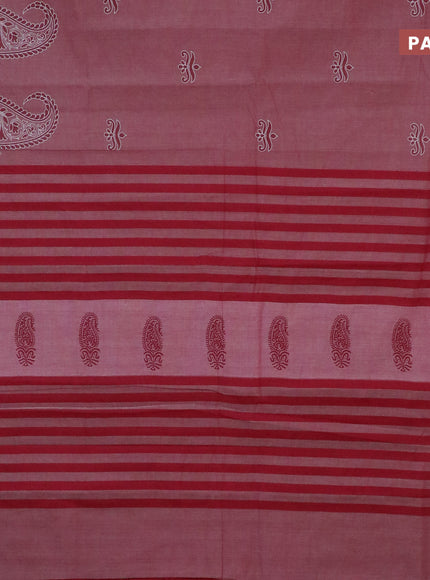 Chirala cotton saree maroon shade and off white with butta prints and simple border