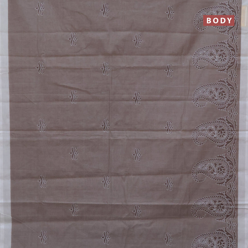 Chirala cotton saree brown shade and off white with butta prints and simple border