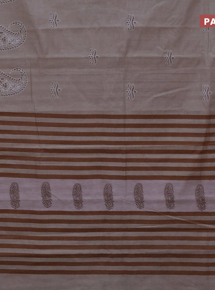 Chirala cotton saree brown shade and off white with butta prints and simple border