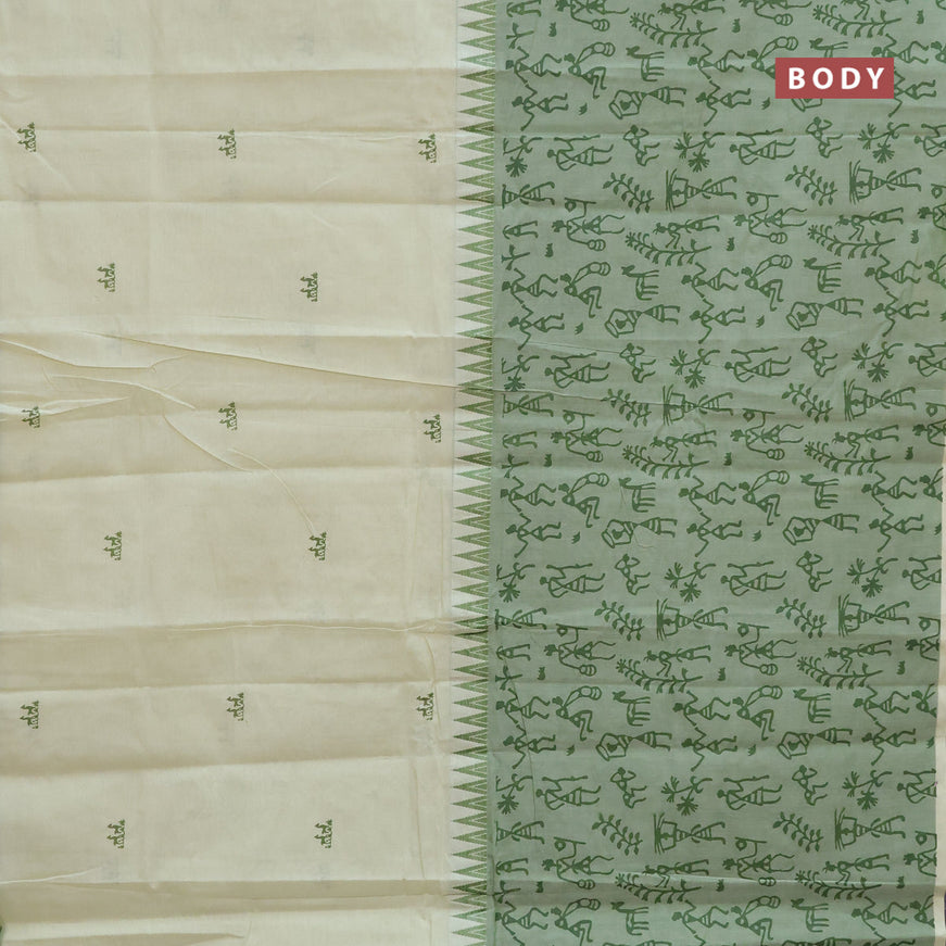 Chirala cotton saree pista green and pastel green with half & half style and printed border