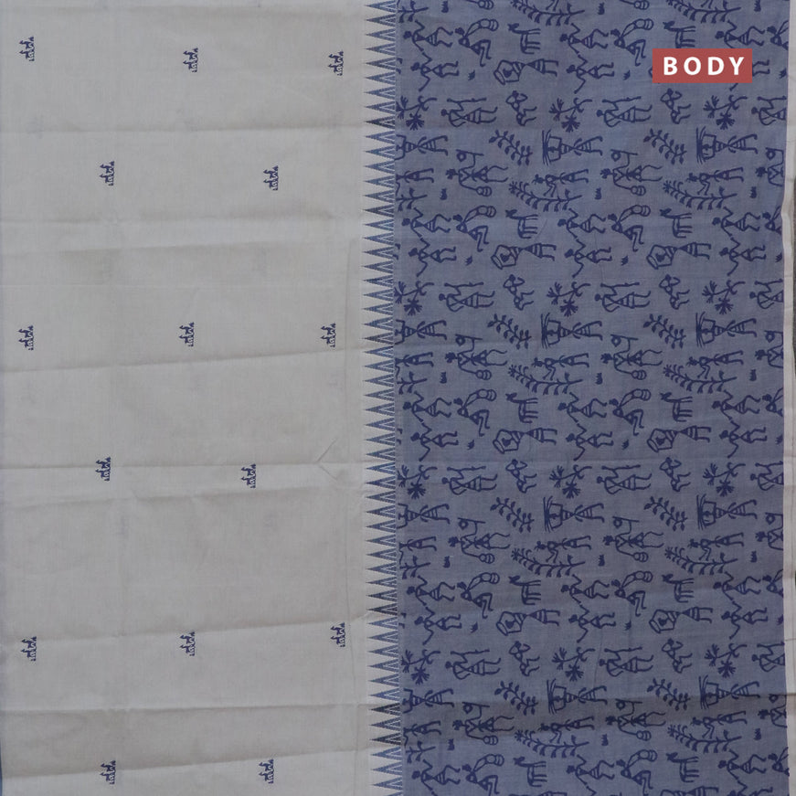 Chirala cotton saree grey shade and bluish grey with half & half style and printed border