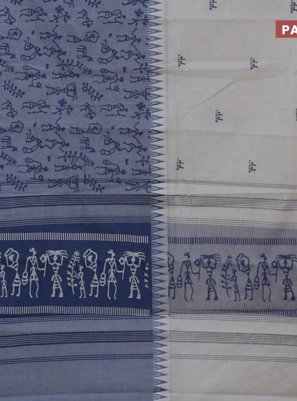 Chirala cotton saree grey shade and bluish grey with half & half style and printed border