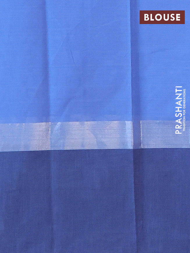 Chirala cotton saree blue shade and elephant grey with butta prints and silver zari woven printed border