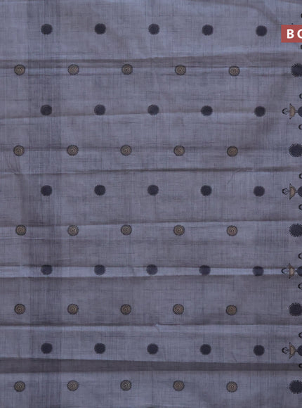 Chirala cotton saree grey with butta prints and silver zari woven simple border