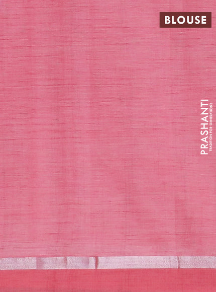 Chirala cotton saree peach pink shade with butta prints and silver zari woven simple border