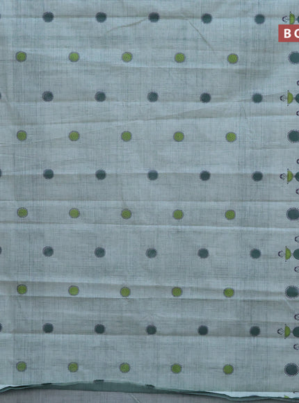 Chirala cotton saree pastel green with butta prints and silver zari woven simple border