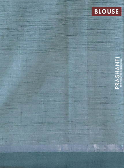 Chirala cotton saree pastel green with butta prints and silver zari woven simple border