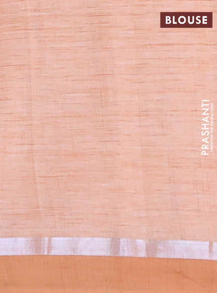 Chirala cotton saree peach shade with butta prints and silver zari woven simple border