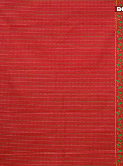 Chirala cotton saree red and green with allover prints and zari woven border