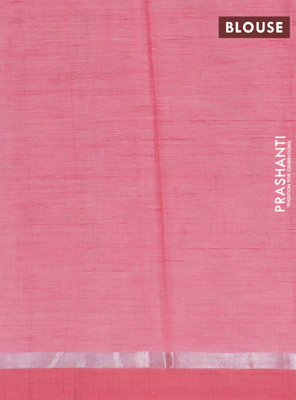 Chirala cotton saree peach pink with butta prints and silver zari woven simple border