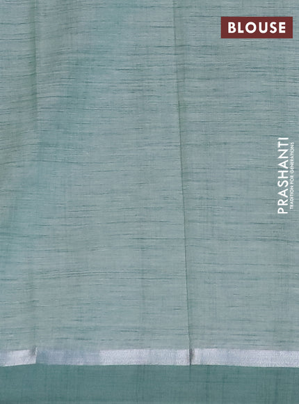 Chirala cotton saree pastel green with butta prints and silver zari woven simple border