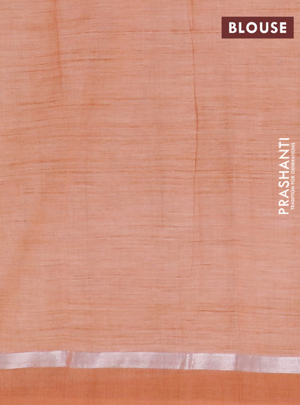 Chirala cotton saree peach shade with butta prints and silver zari woven simple border