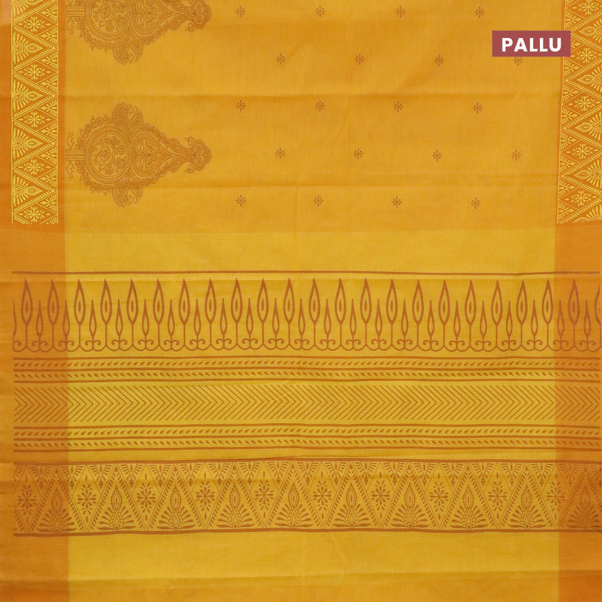 Chirala cotton saree mustard yellow with butta prints and printed border