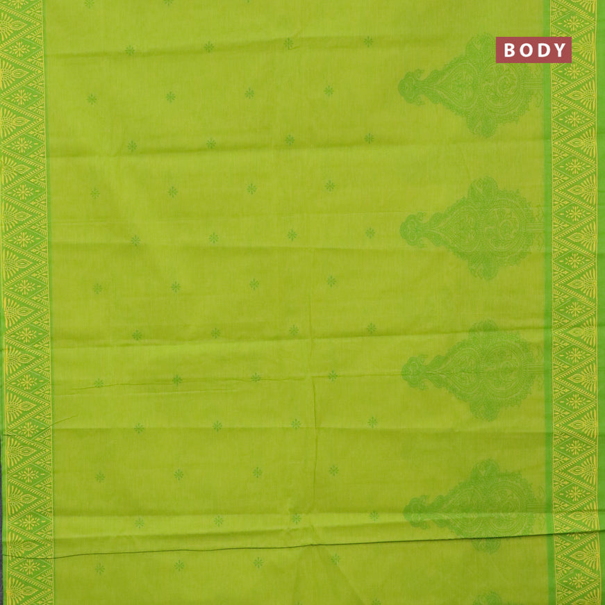 Chirala cotton saree fluorescent green with butta prints and printed border