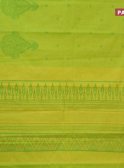 Chirala cotton saree fluorescent green with butta prints and printed border