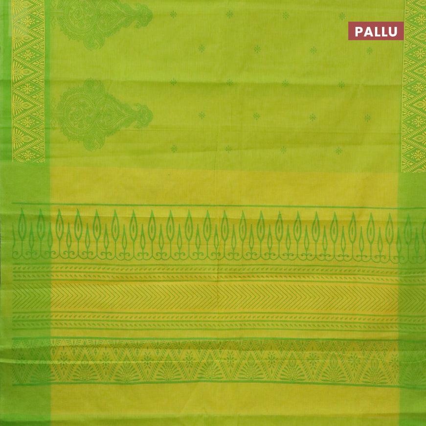 Chirala cotton saree fluorescent green with butta prints and printed border