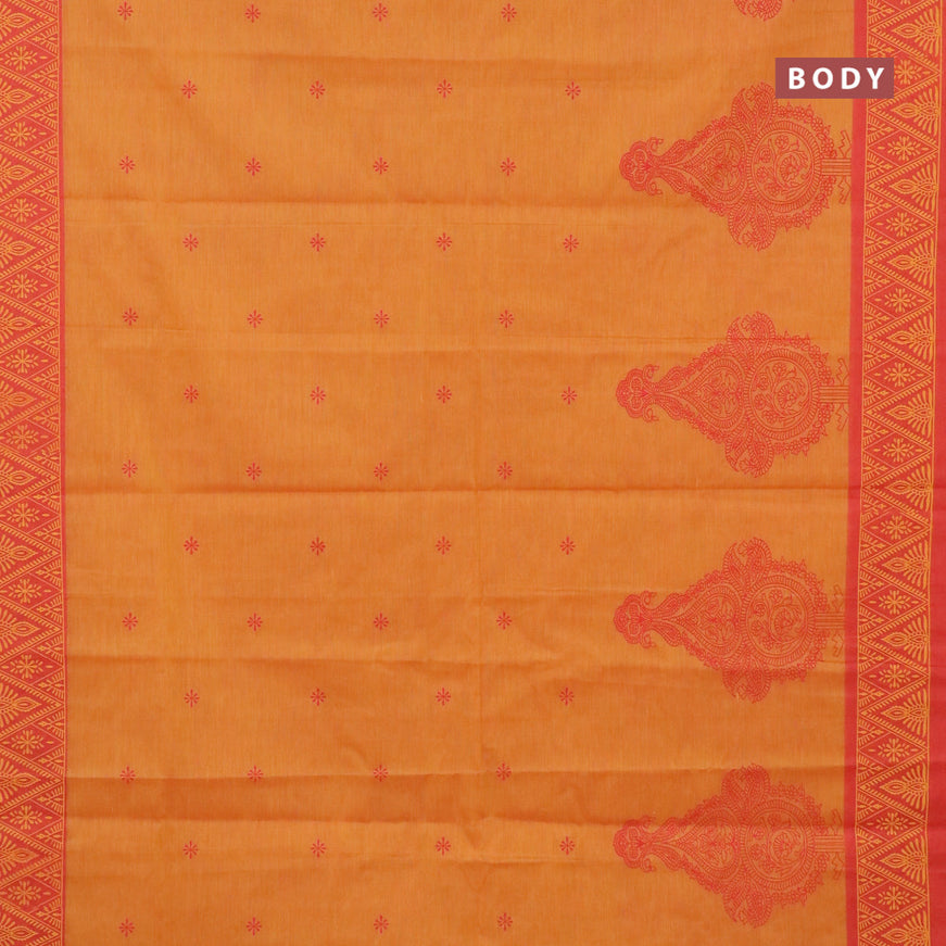 Chirala cotton saree orange and peach shade with butta prints and printed border