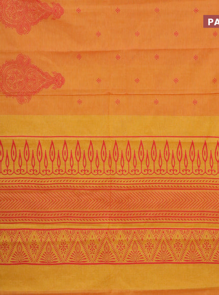 Chirala cotton saree orange and peach shade with butta prints and printed border