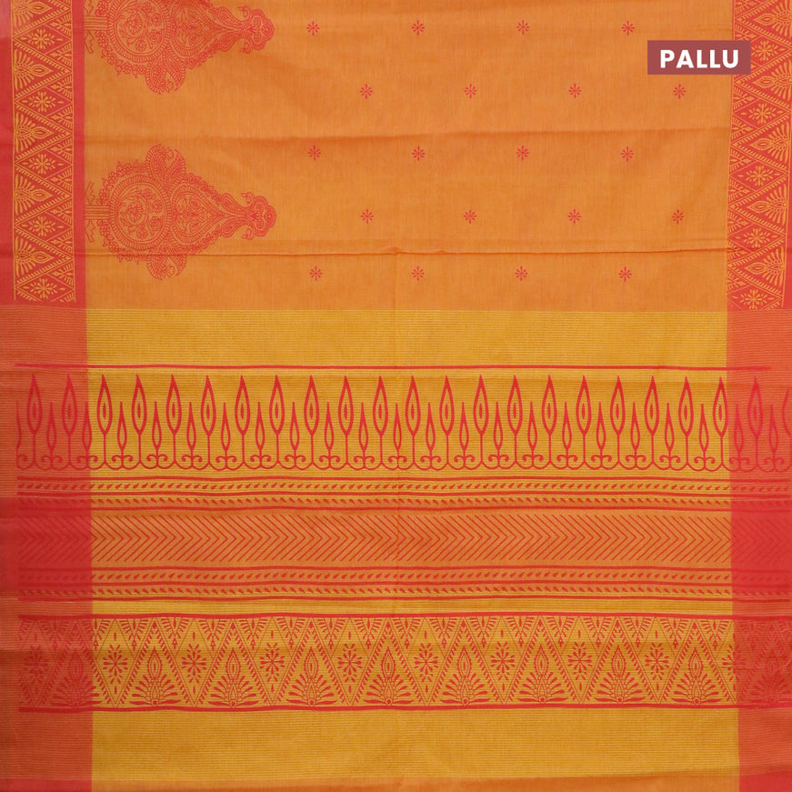 Chirala cotton saree orange and peach shade with butta prints and printed border