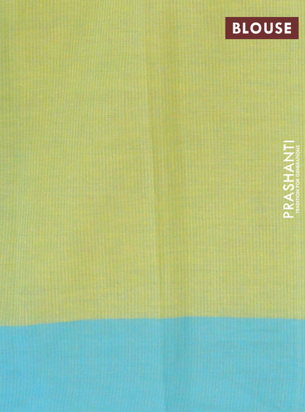 Chirala cotton saree light green and light blue with butta prints and printed border