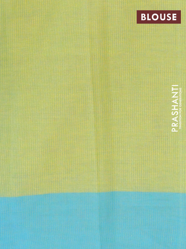 Chirala cotton saree light green and light blue with butta prints and printed border