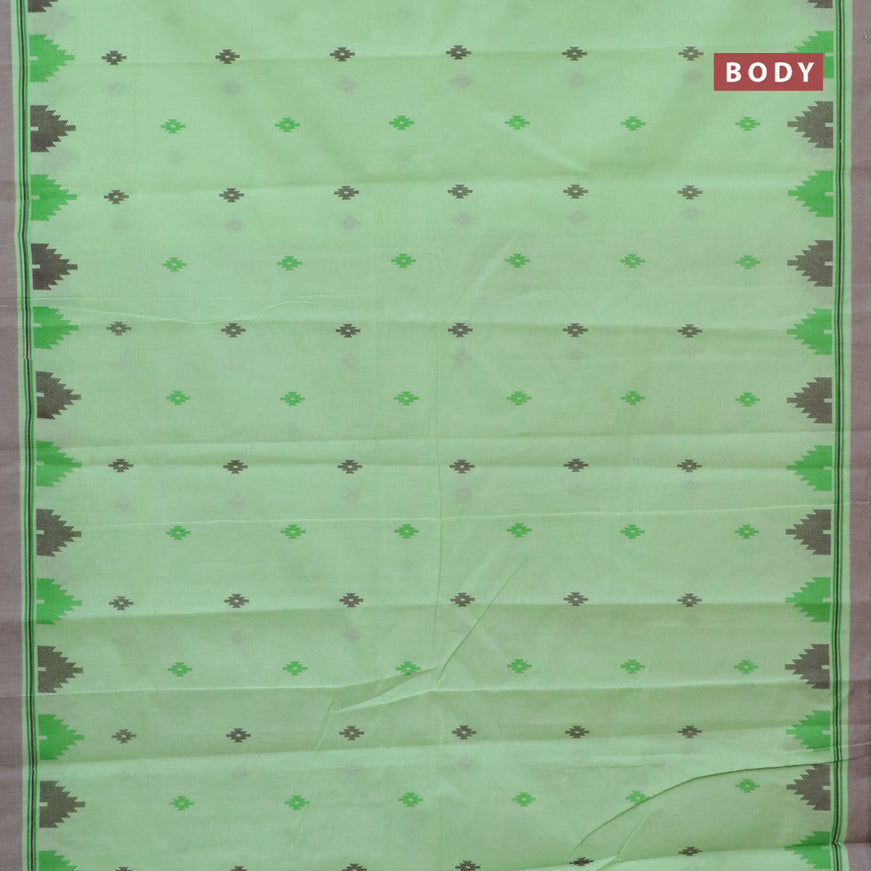 Chirala cotton saree light green with butta prints and simple border