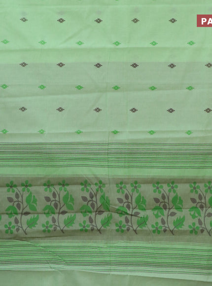 Chirala cotton saree light green with butta prints and simple border