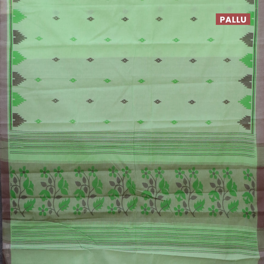 Chirala cotton saree light green with butta prints and simple border