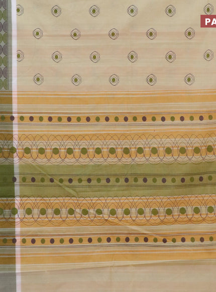 Chirala cotton saree cream with butta prints and printed border