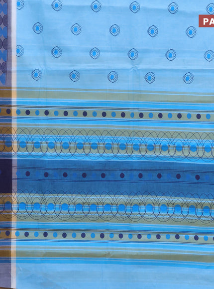 Chirala cotton saree light blue with butta prints and printed border