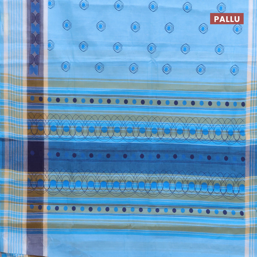 Chirala cotton saree light blue with butta prints and printed border