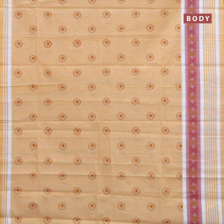 Chirala cotton saree yellow with butta prints and printed border