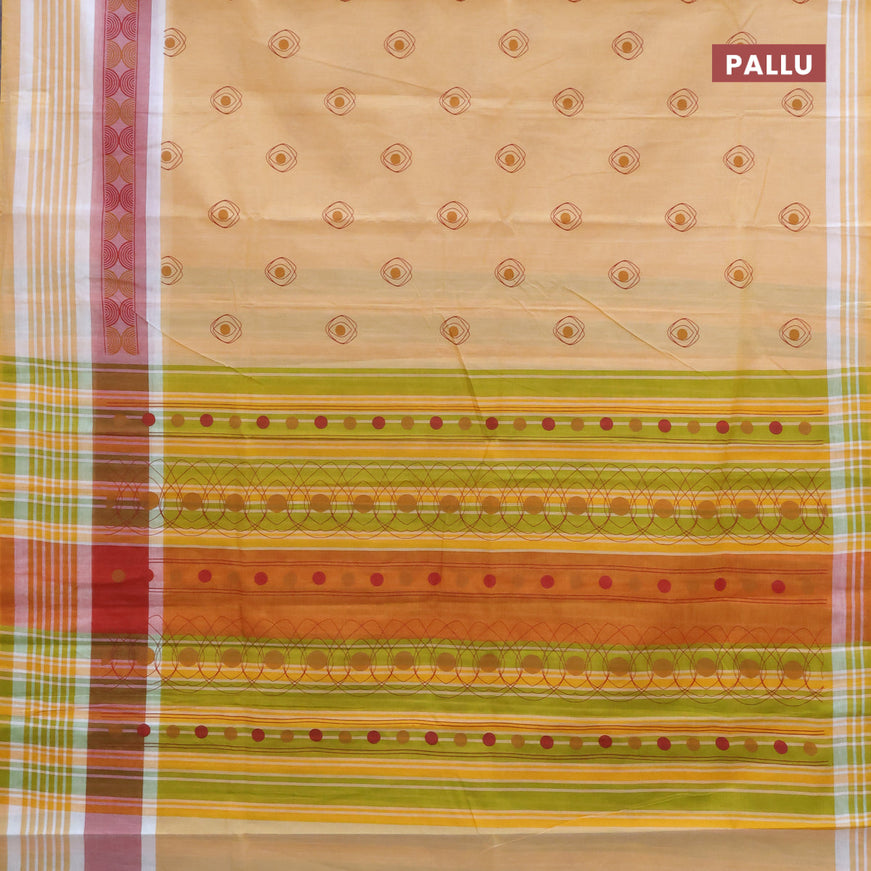 Chirala cotton saree yellow with butta prints and printed border