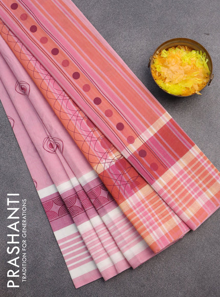 Chirala cotton saree light pink with butta prints and printed border