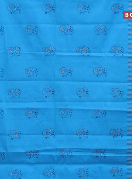 Chirala cotton saree light blue with butta prints and simple border