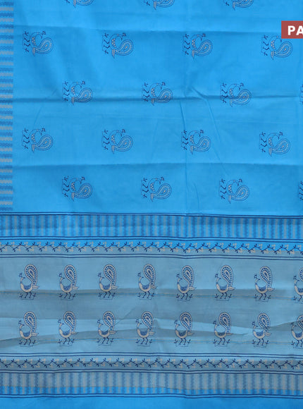 Chirala cotton saree light blue with butta prints and simple border