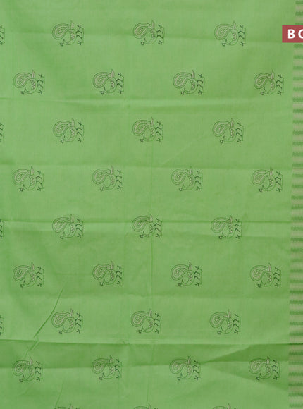 Chirala cotton saree light green with butta prints and simple border