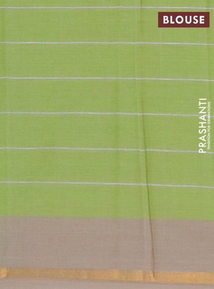 Chirala cotton saree light green and beige with warli butta prints and small zari woven border