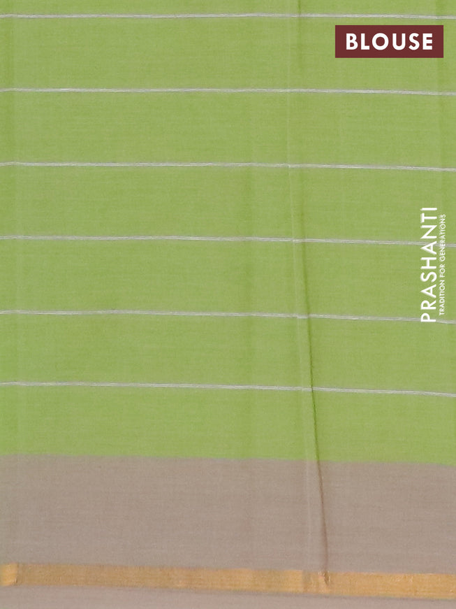 Chirala cotton saree light green and beige with warli butta prints and small zari woven border