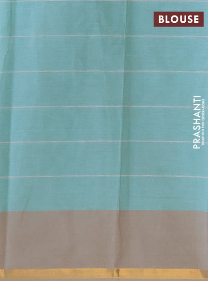 Chirala cotton saree teal blue and beige with warli butta prints and small zari woven border