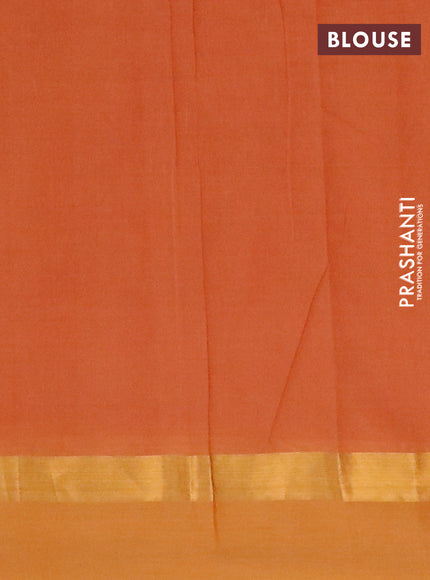 Chirala cotton saree rustic orange and mustard shade with butta prints and zari woven simple border