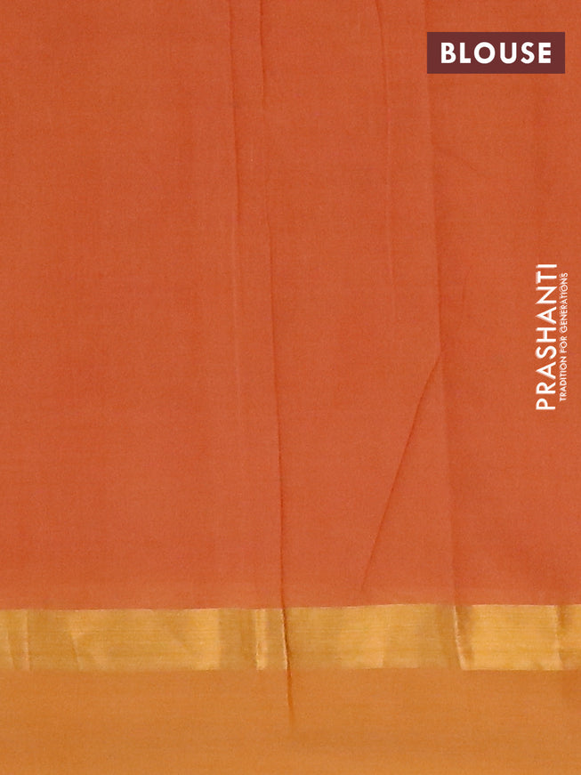 Chirala cotton saree rustic orange and mustard shade with butta prints and zari woven simple border