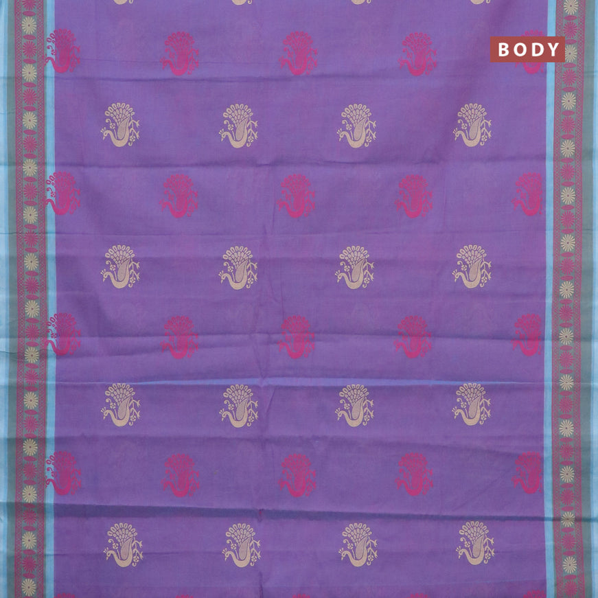 Chirala cotton saree dual shade of violet and pink with annam butta prints and printed border