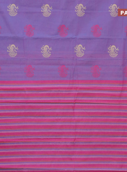 Chirala cotton saree dual shade of violet and pink with annam butta prints and printed border