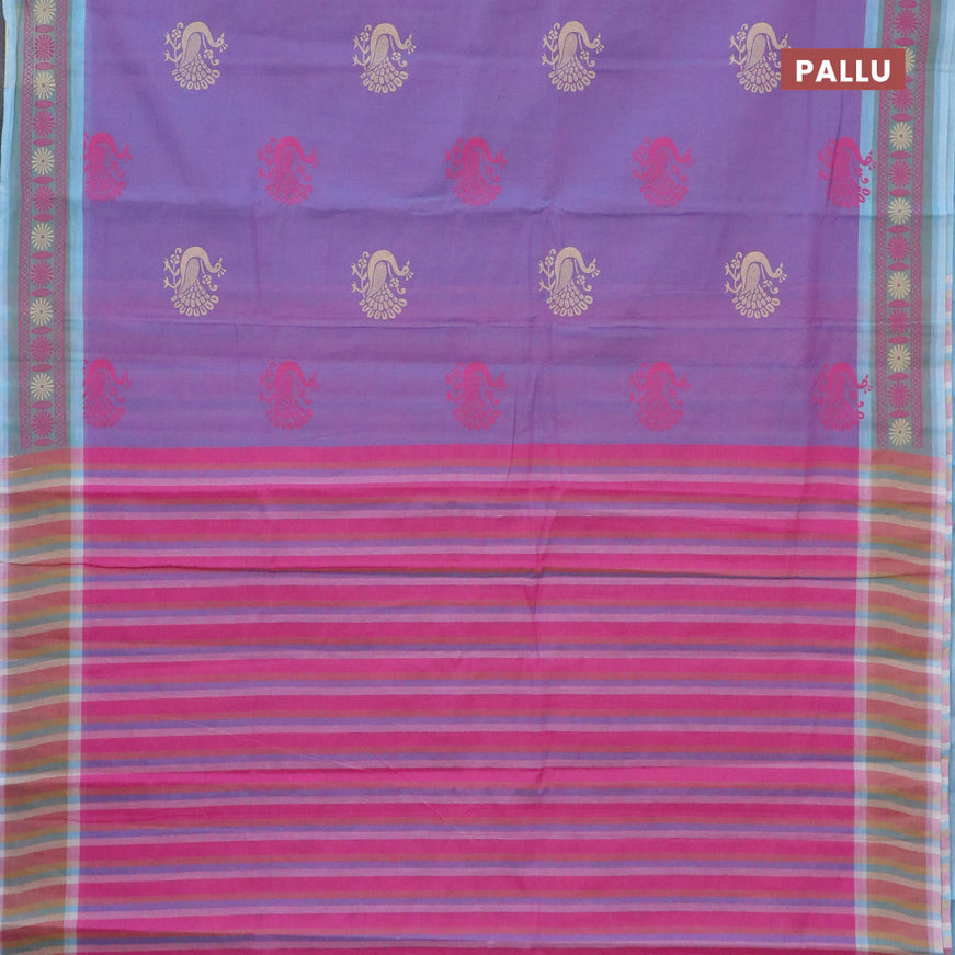 Chirala cotton saree dual shade of violet and pink with annam butta prints and printed border