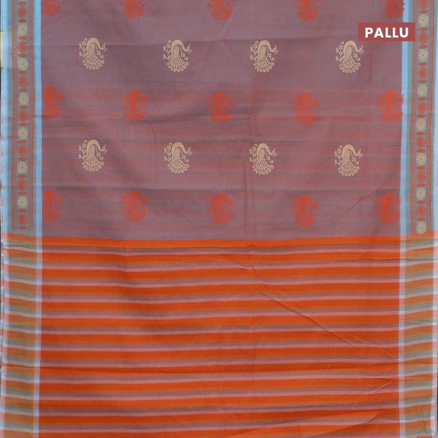 Chirala cotton saree dual shade of rustic blue and blue with annam butta prints and printed border