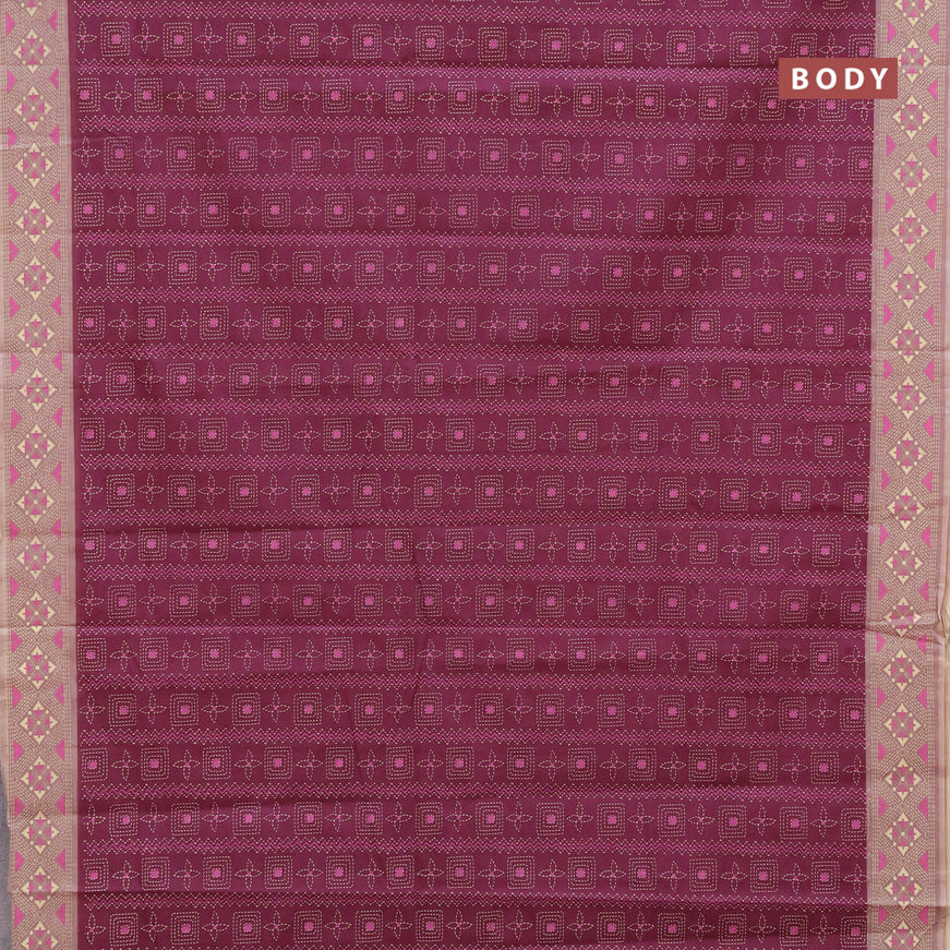 Chirala cotton saree maroon and sandal with allover prints and printed border