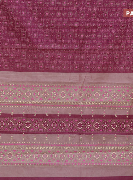 Chirala cotton saree maroon and sandal with allover prints and printed border